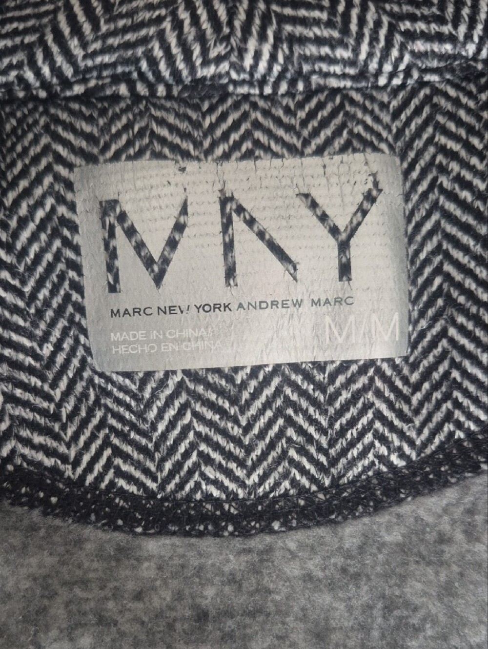 Gray Herringbone Zip Utility Jacket with Black Panels - Picture 5 of 5